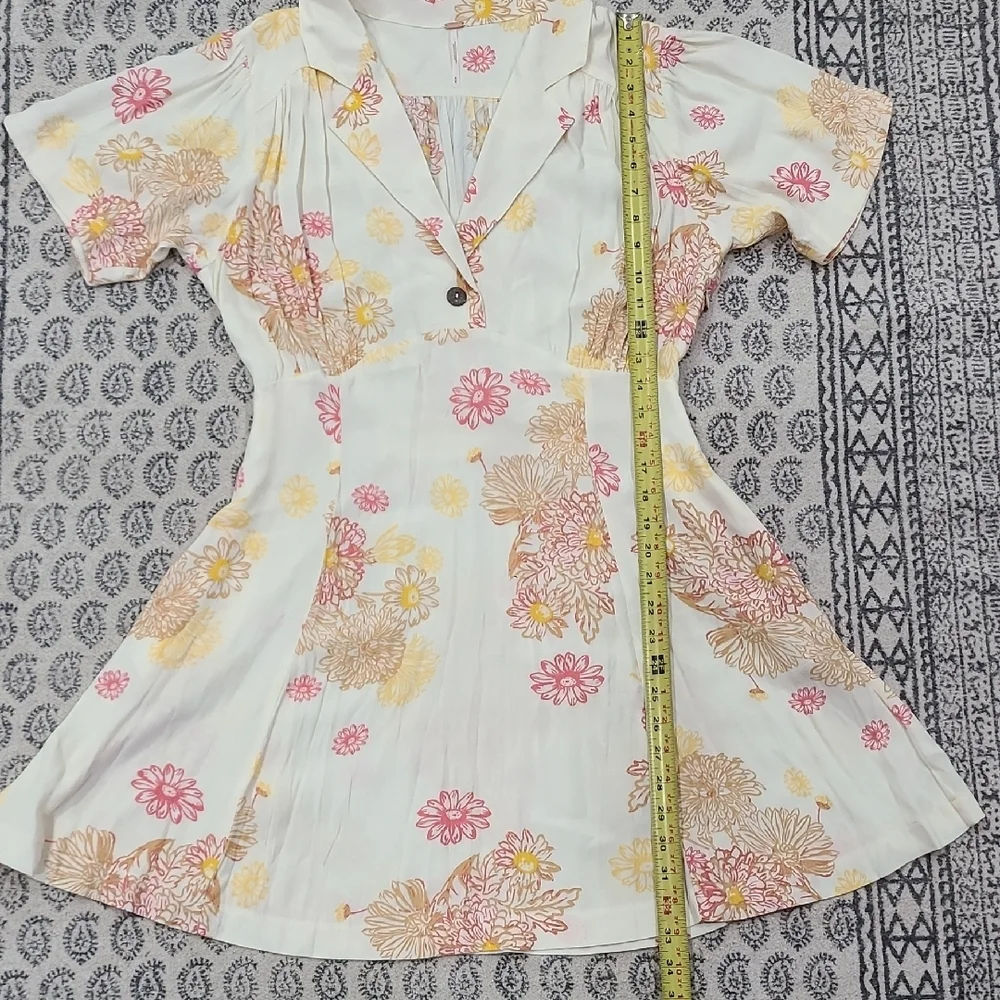 Free People Floral Mini Dress in Pink and Yellow - Picture 8 of 10